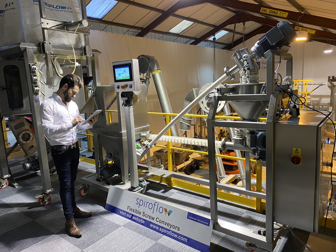 Engineer assessing the shop floor at Spiroflow