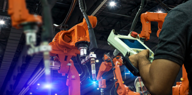 Heavy automation robot arm machine in Industry 4.0 smart factory