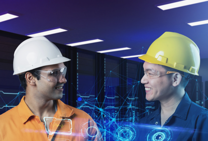 Data center server room IOT technology future 5G digital big cloud data, computer engineer programming with AR computer control
