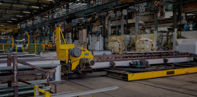 Panoramic image of the inside of an industrial factory