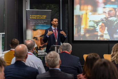 Paul McLaren, Production Director for BAE Systems and new Chair of Made Smarter North West’s Steering Group speaking at the Made Smarter 4.0 Impact Showcase event.